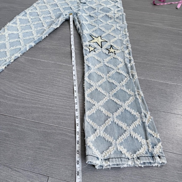 NWT Supermade High Rise Star Patch Rhombus Distressed Denim Straight Leg Jeans L - Picture 16 of 16